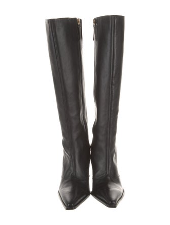 Schutz Leather Whipstitch Trim Boots