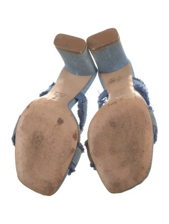 Schutz Denim Raw-Edge Trim Slides