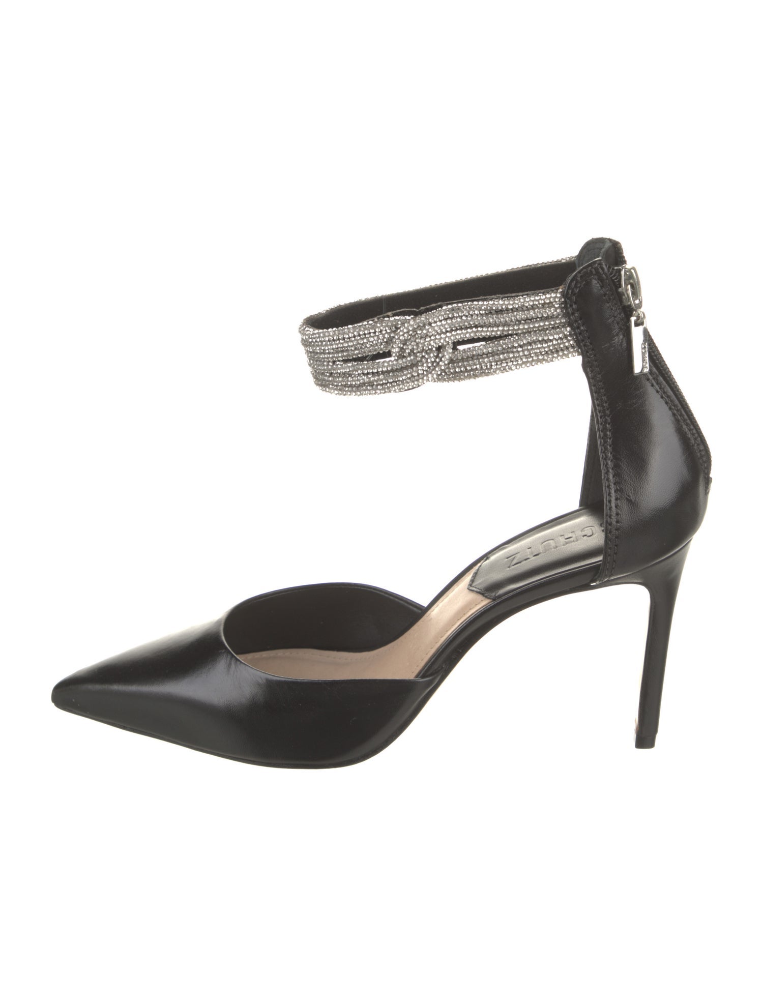 Schutz Leather Crystal Embellishments D'Orsay Pumps