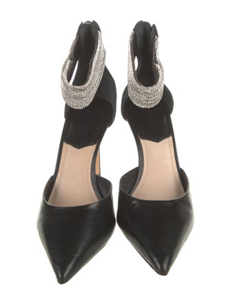 Schutz Leather Crystal Embellishments D'Orsay Pumps