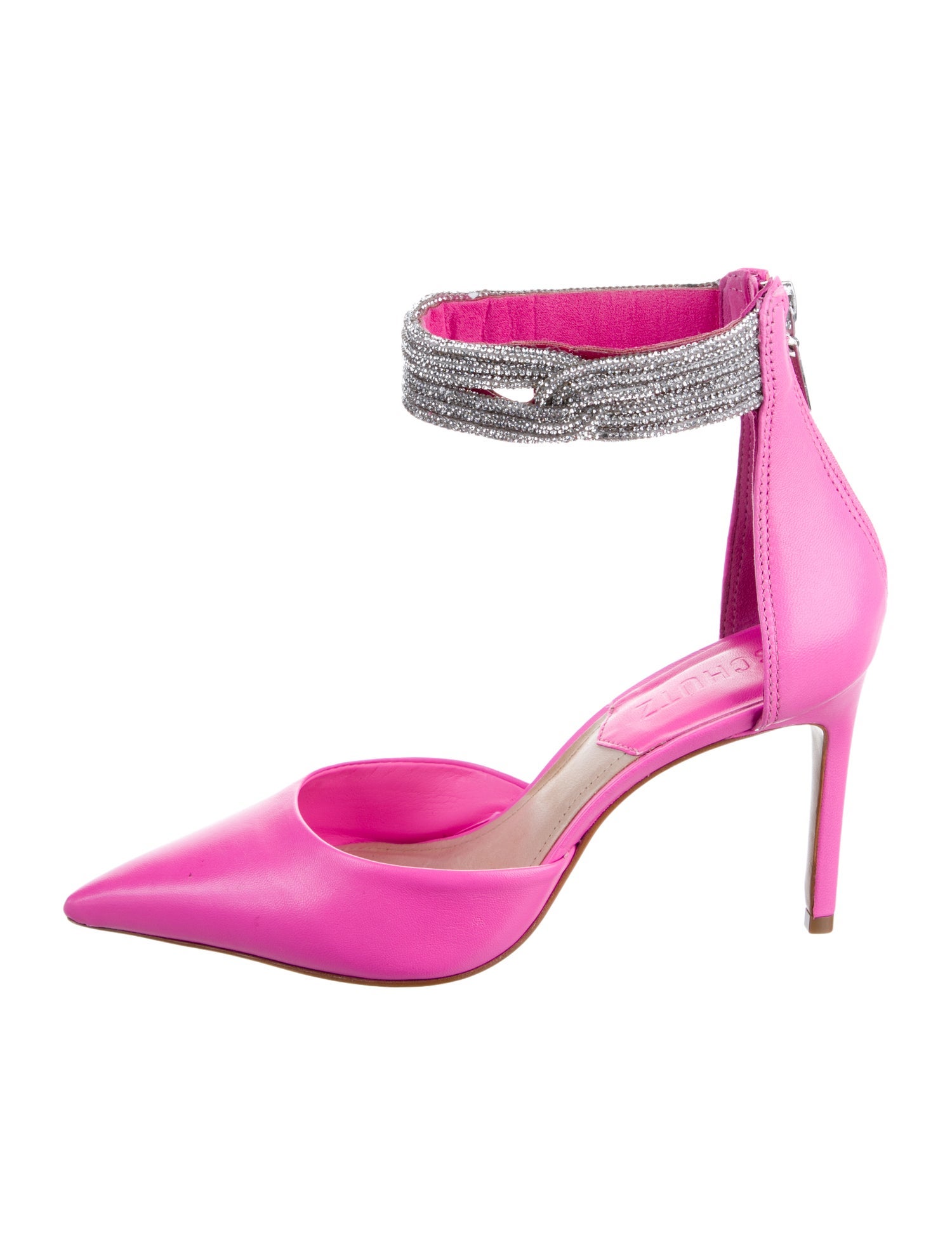 Schutz Leather Crystal Embellishments D'Orsay Pumps