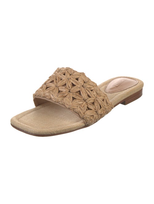 Schutz Raffia Floral Print Slides