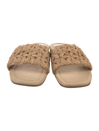 Schutz Raffia Floral Print Slides