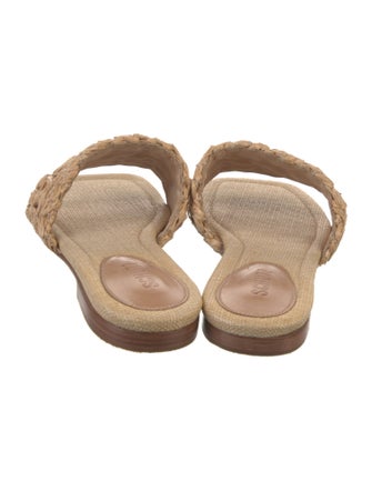 Schutz Raffia Floral Print Slides
