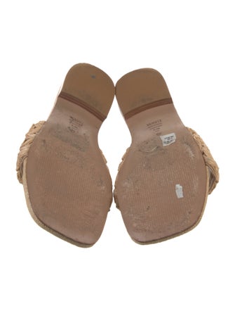 Schutz Raffia Floral Print Slides
