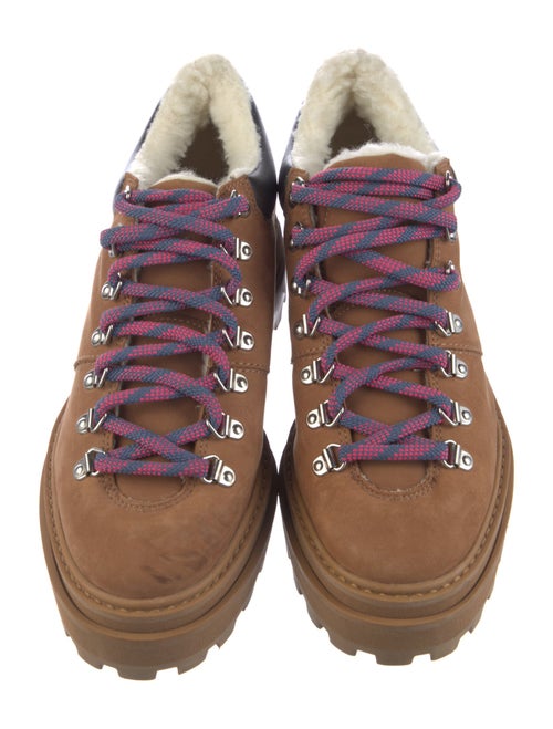 Schutz Suede Colorblock Pattern Lace-Up Boots