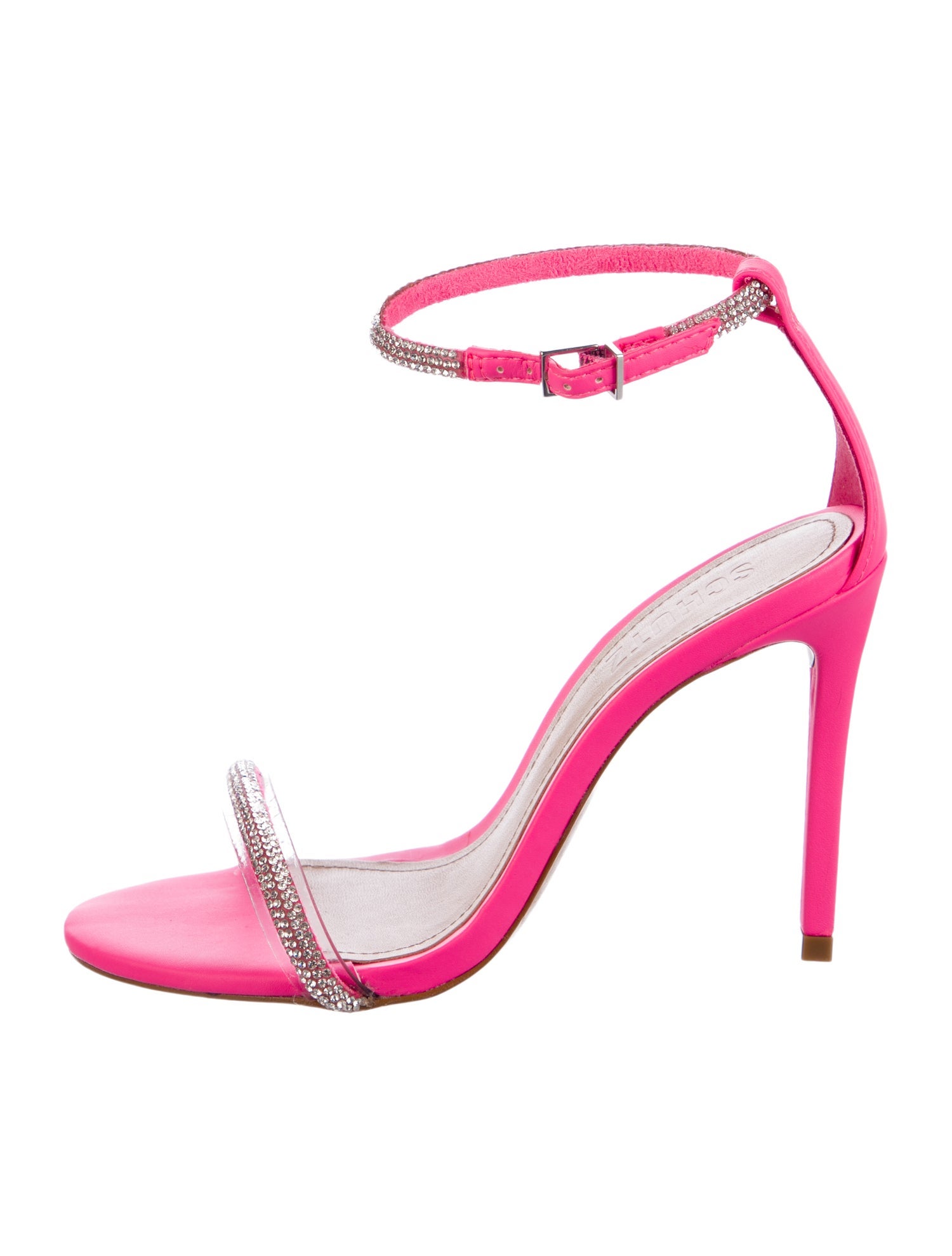 Schutz Leather Crystal Embellishments Sandals