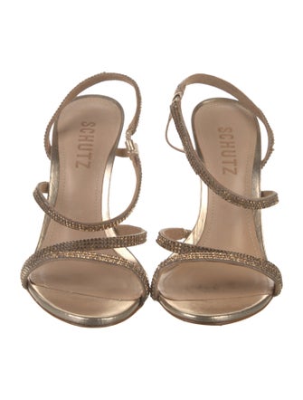 Schutz Leather Animal Print Slingback Sandals