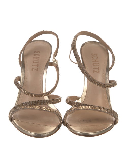 Schutz Leather Animal Print Slingback Sandals