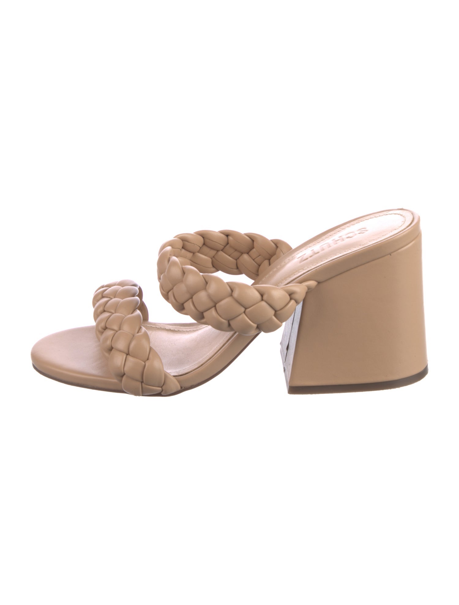 Schutz Leather Braided Accents Slides