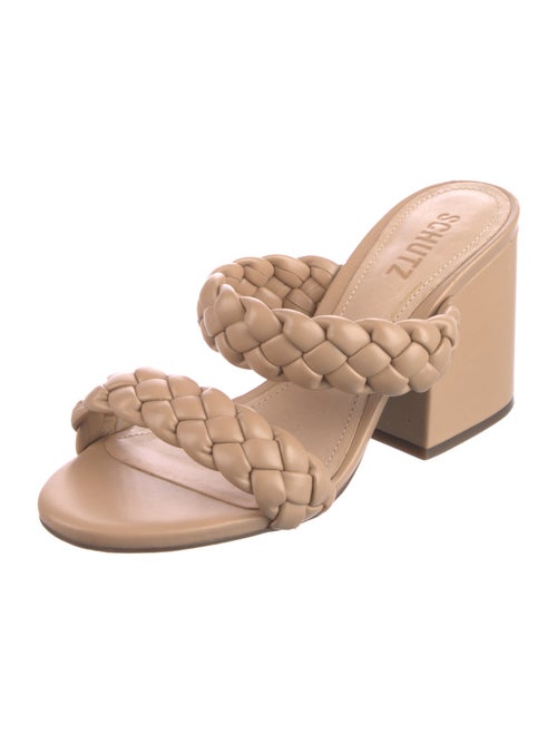 Schutz Leather Braided Accents Slides