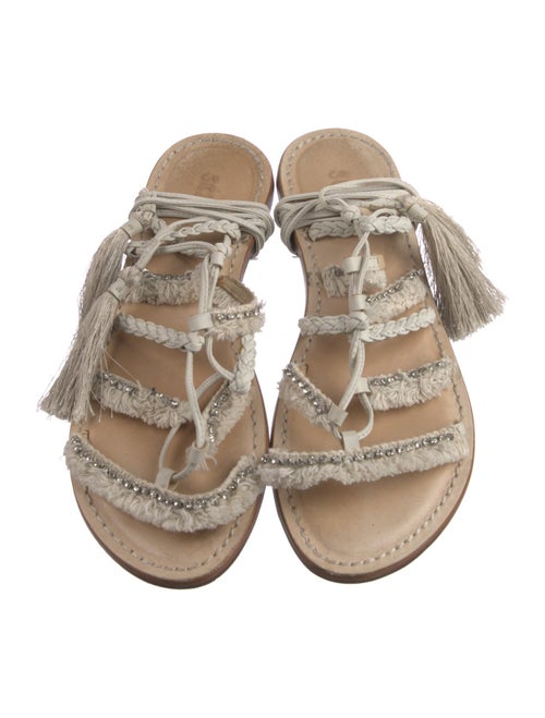 Schutz Leather Tassel Accents Gladiator Sandals