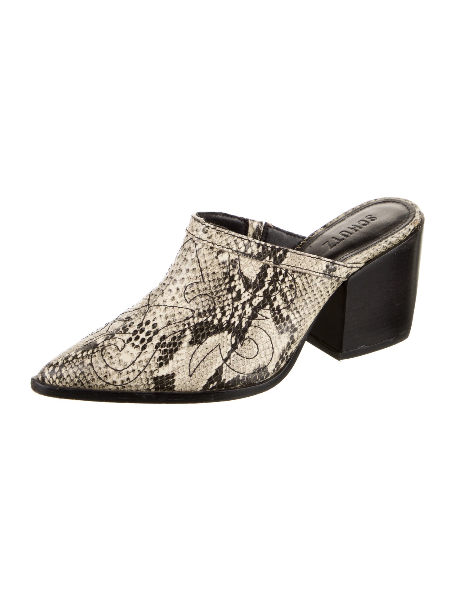 Schutz Leather Printed Mules