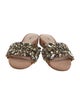 Schutz Suede Crystal Embellishments Slides