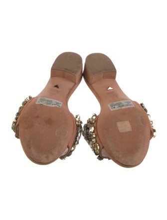 Schutz Suede Crystal Embellishments Slides