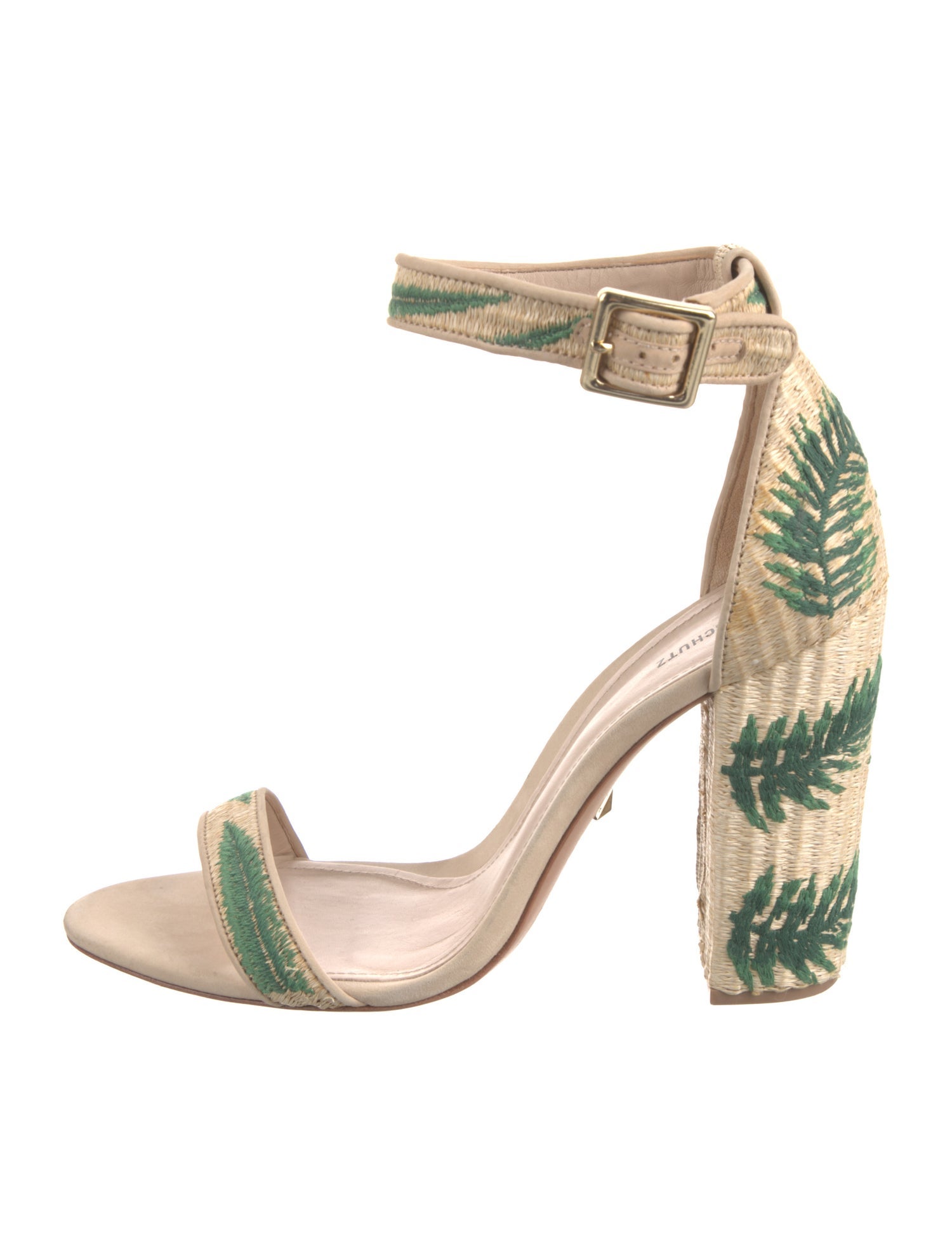 Schutz Leather Animal Print Sandals