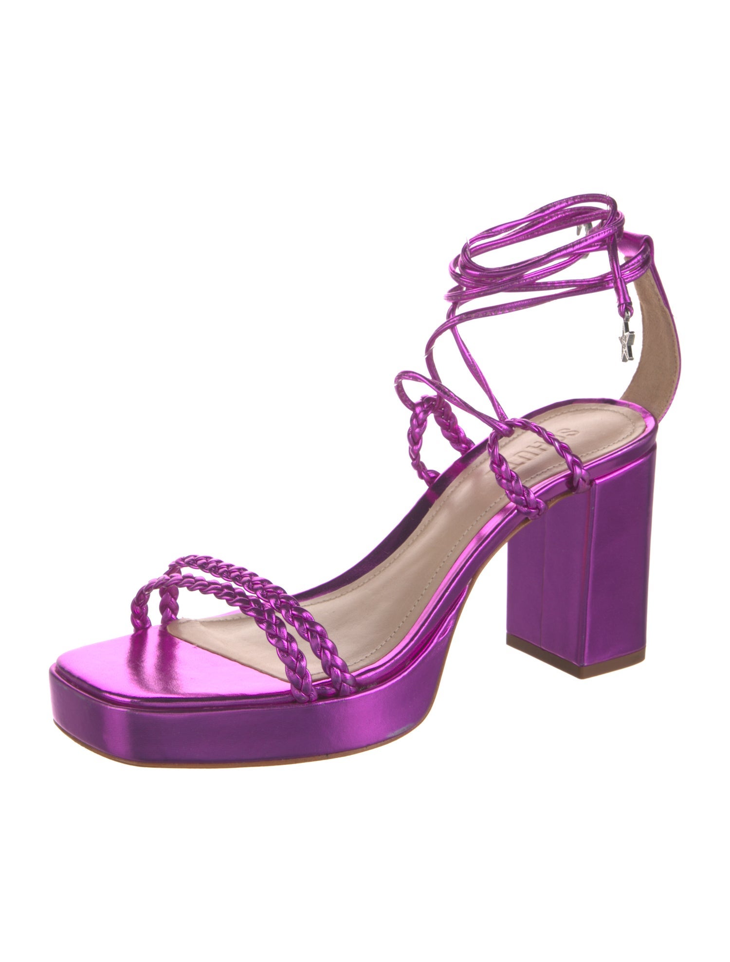 Schutz Patent Leather Braided Accents Sandals