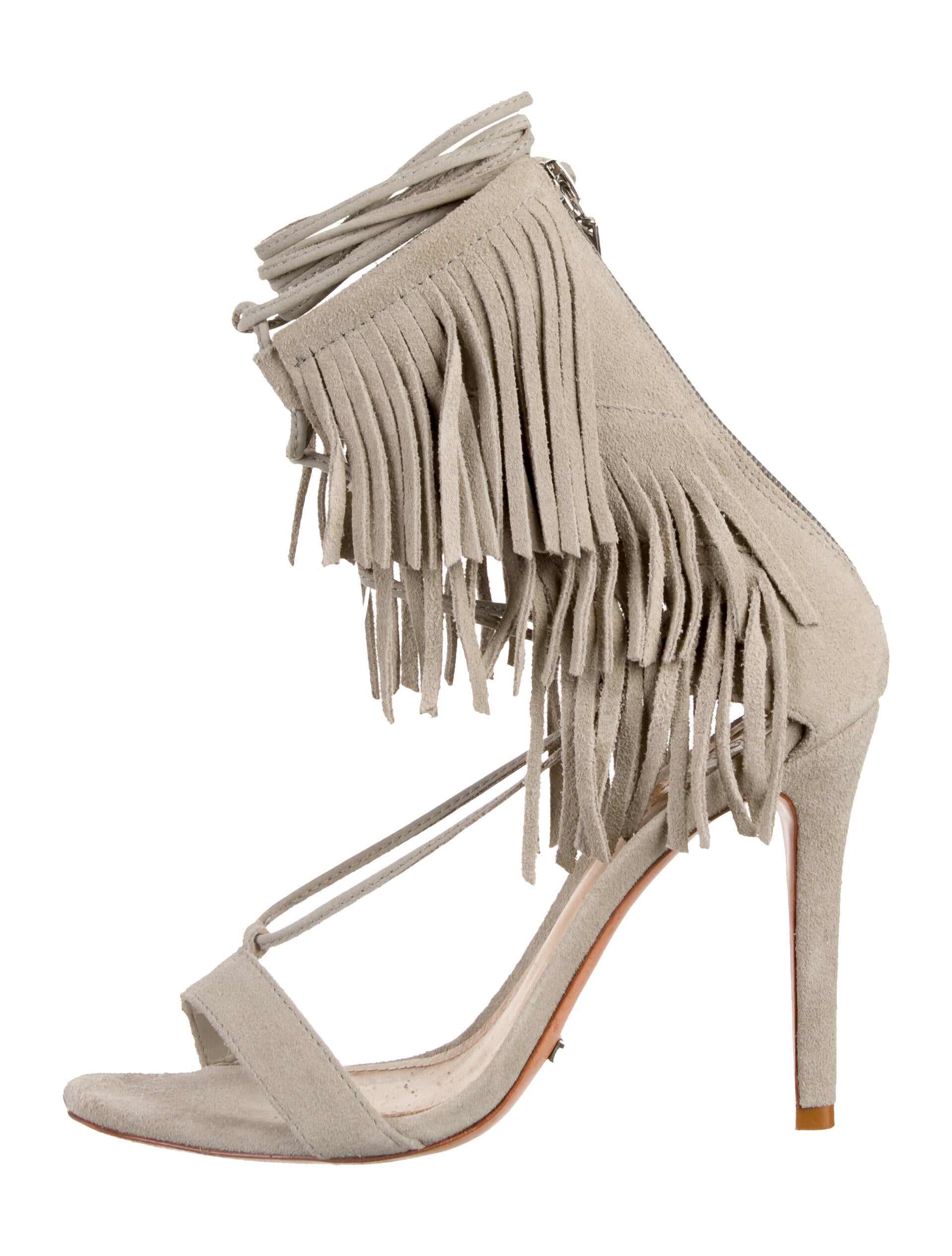 Schutz Suede Fringe Trim Accent Sandals