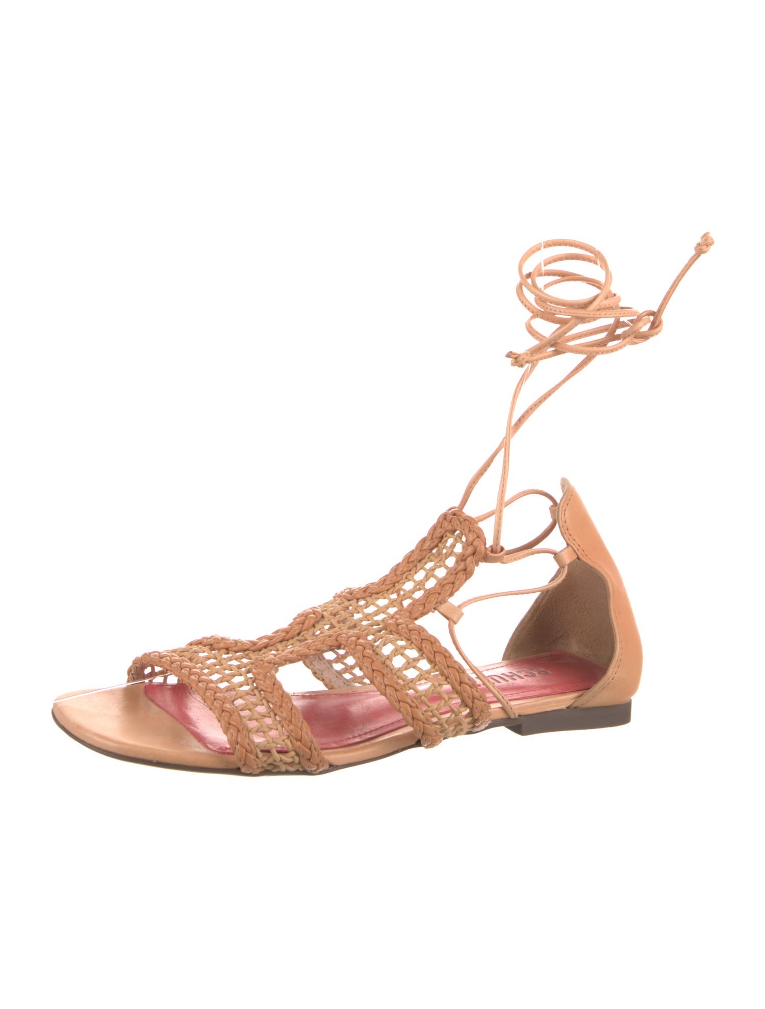 Schutz Leather Braided Accents Gladiator Sandals
