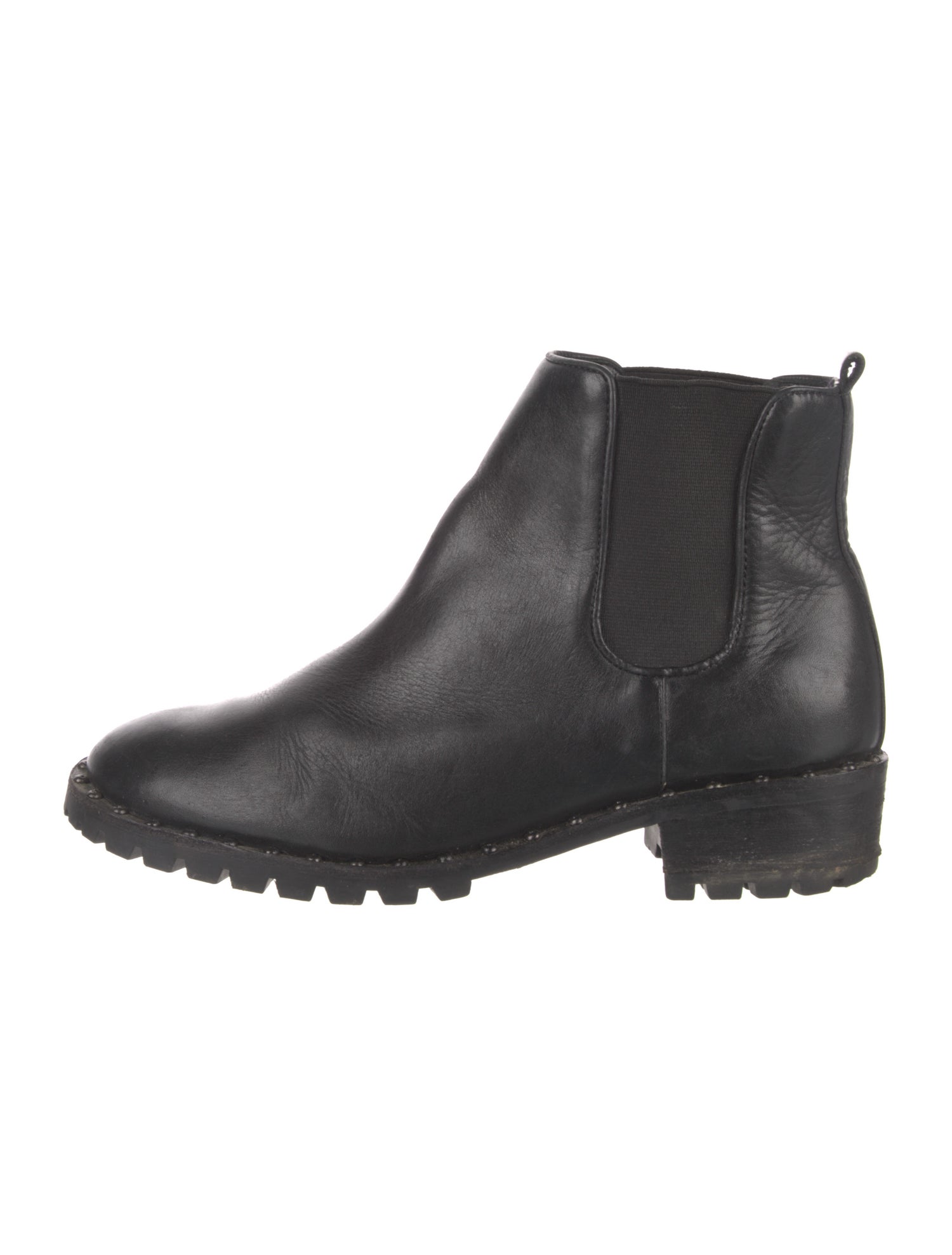 Schutz Leather Studded Accents Chelsea Boots