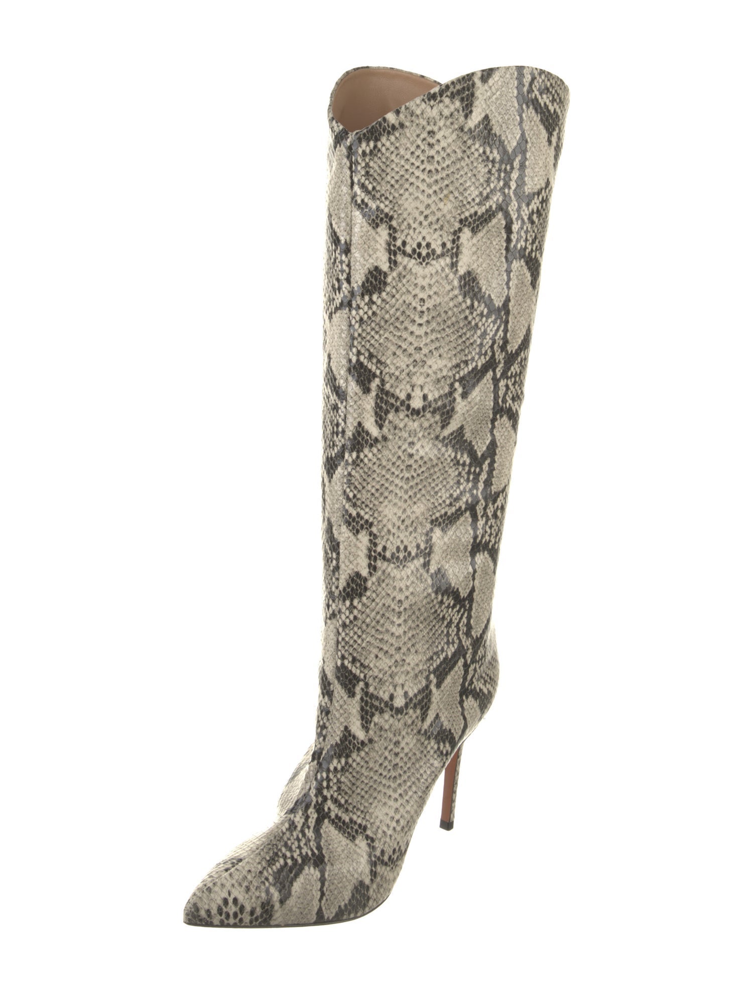 Schutz Embossed Leather Animal Print Boots