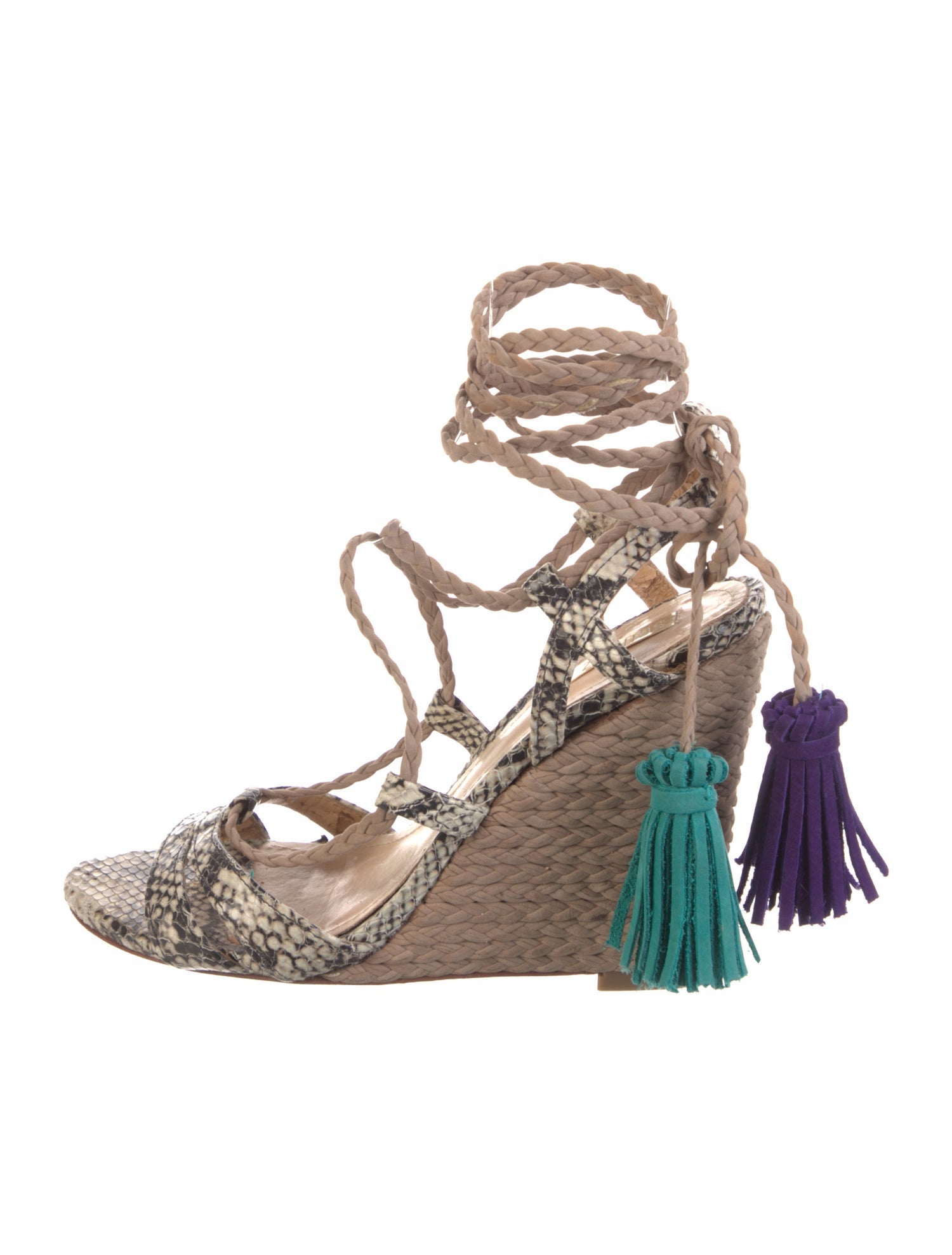 Schutz Embossed Leather Animal Print Gladiator Sandals