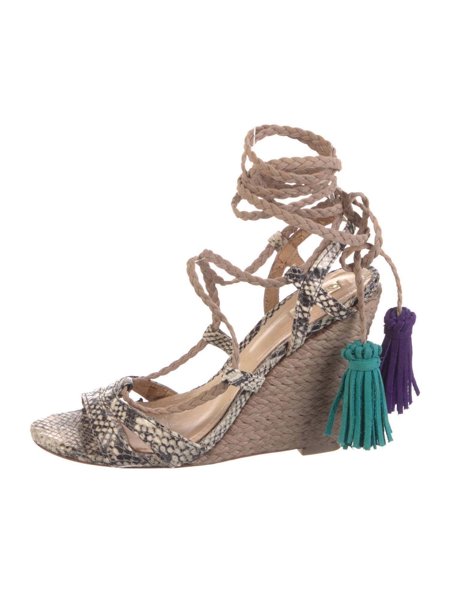 Schutz Embossed Leather Animal Print Gladiator Sandals