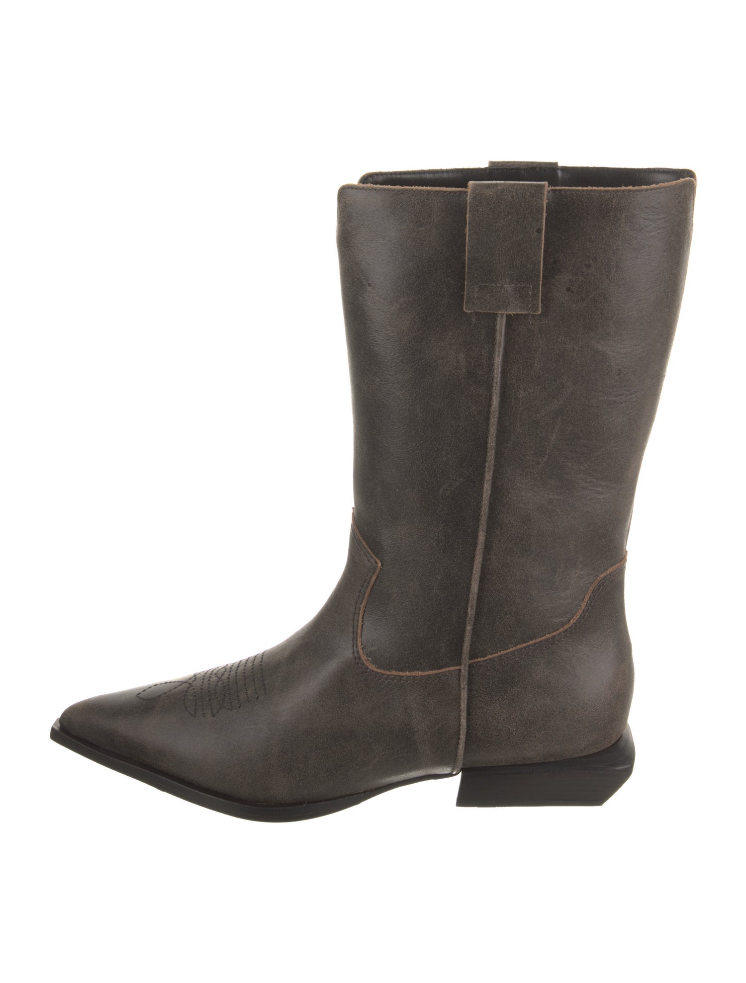 Schutz Leather Embroidered Accent Moto Boots