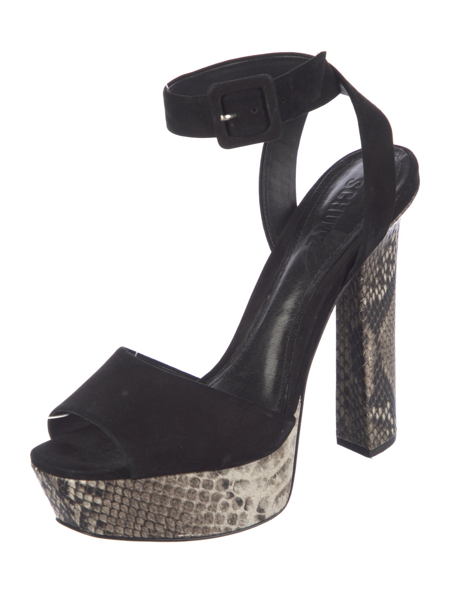 Schutz Suede Animal Print Sandals