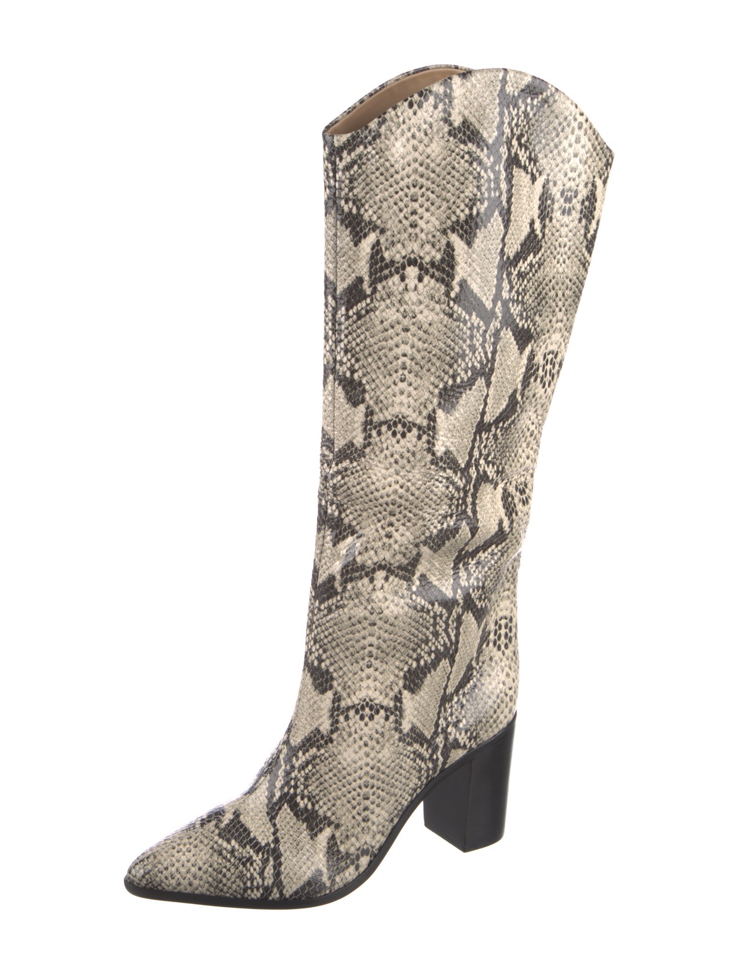 Schutz Embossed Leather Animal Print Western Boots