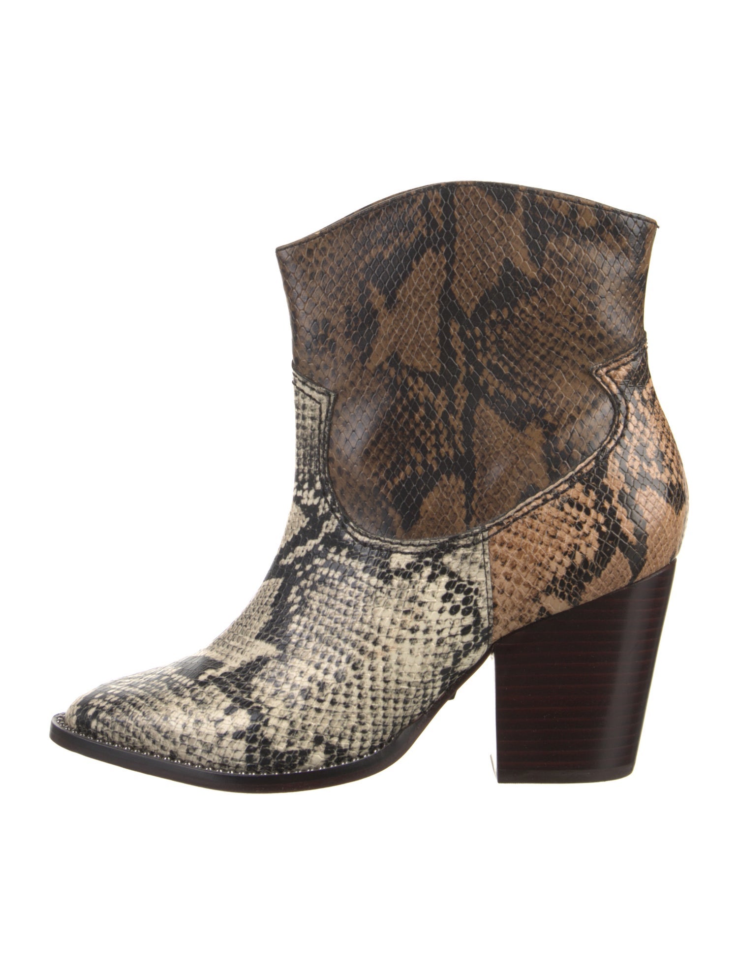 Schutz Embossed Leather Animal Print Western Boots