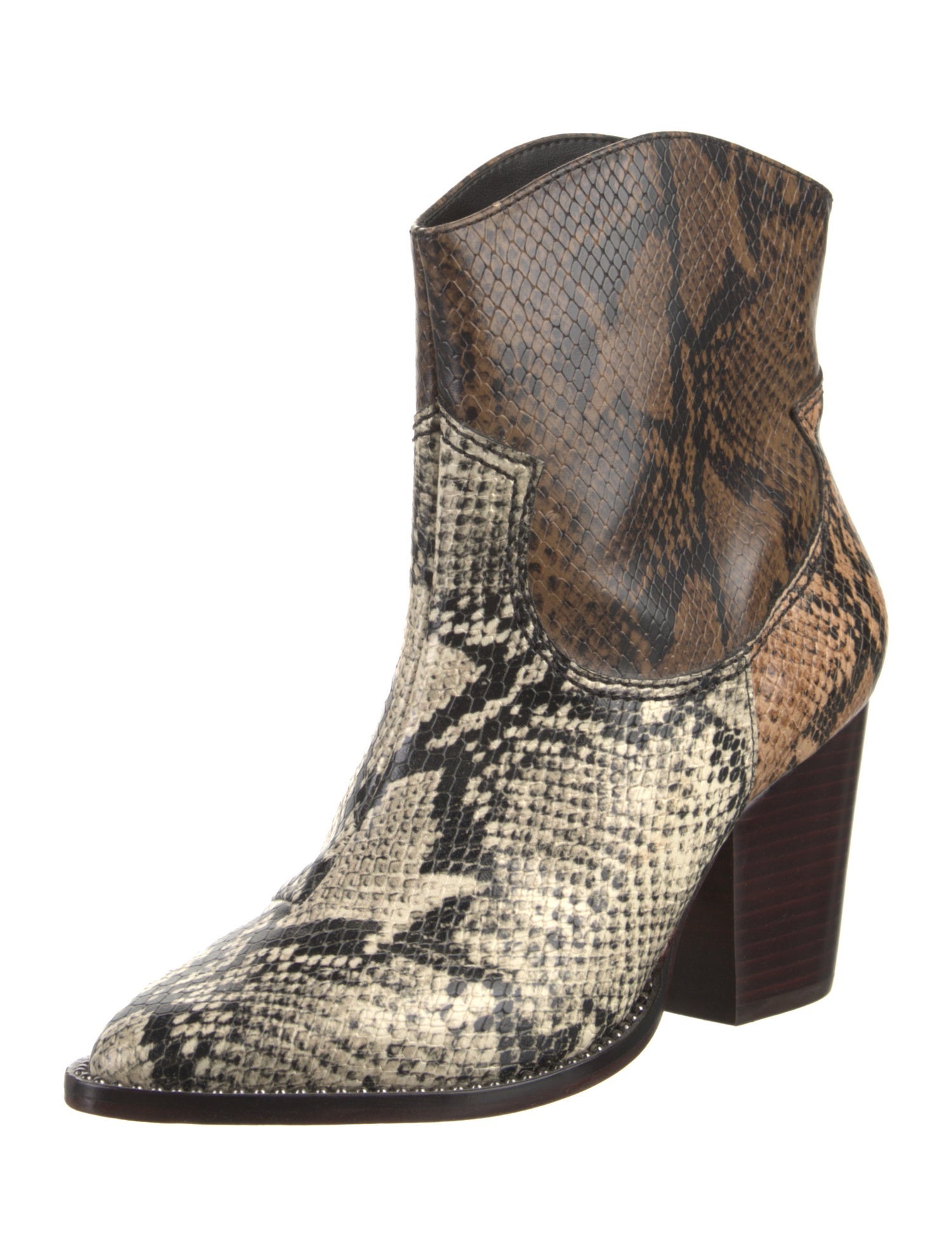 Schutz Embossed Leather Animal Print Western Boots