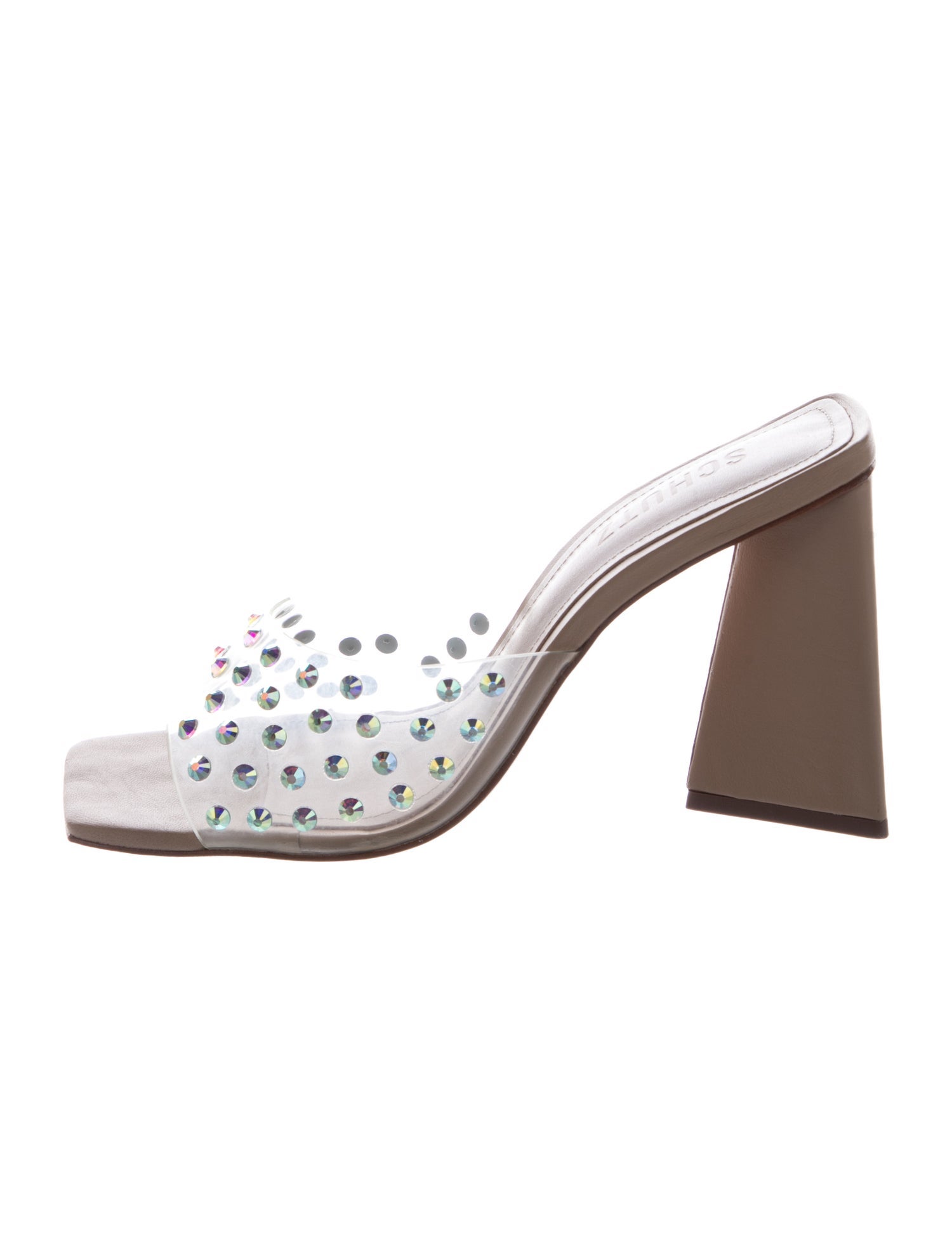 Schutz Leather Crystal Embellishments Sandals
