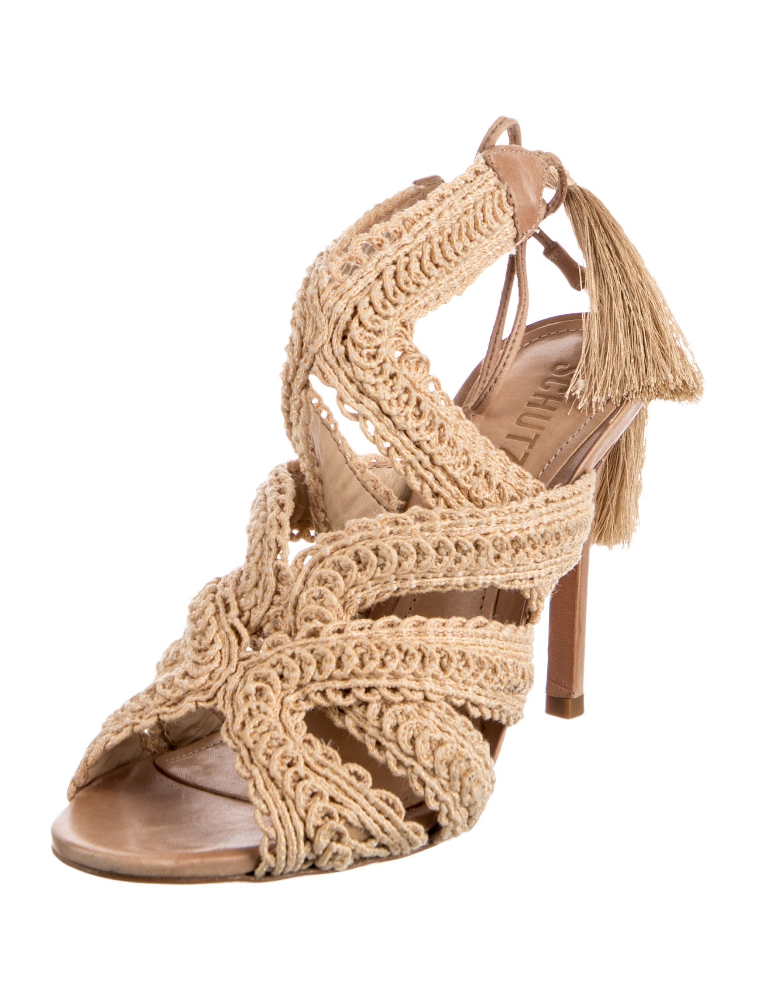 Schutz Leather Tassel Accents Sandals