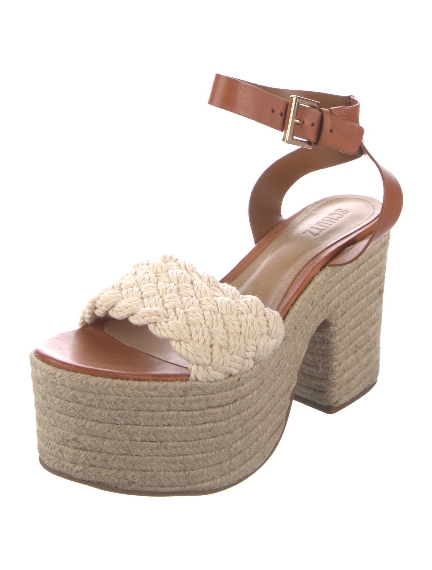 Schutz Leather Colorblock Pattern Espadrilles