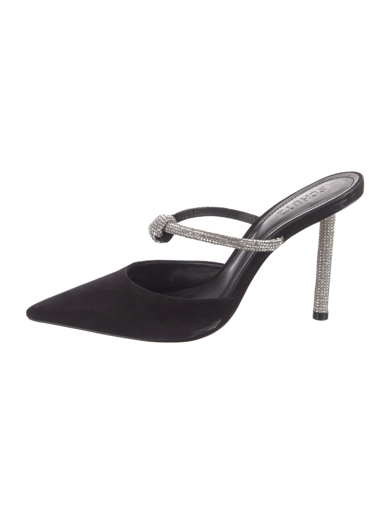 Schutz Suede Crystal Embellishments Mules