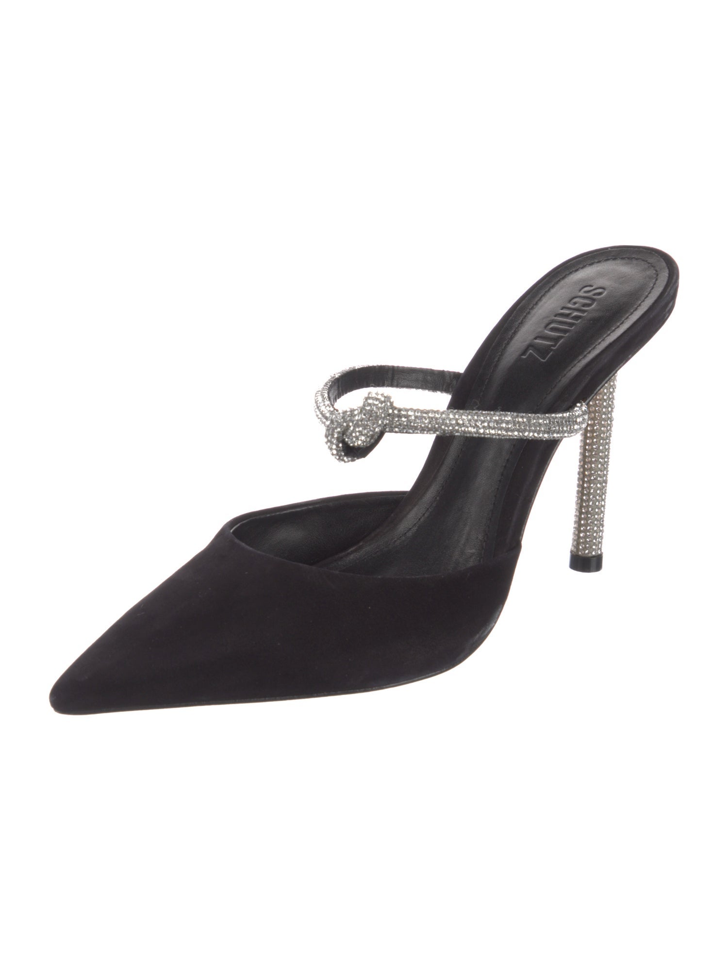 Schutz Suede Crystal Embellishments Mules