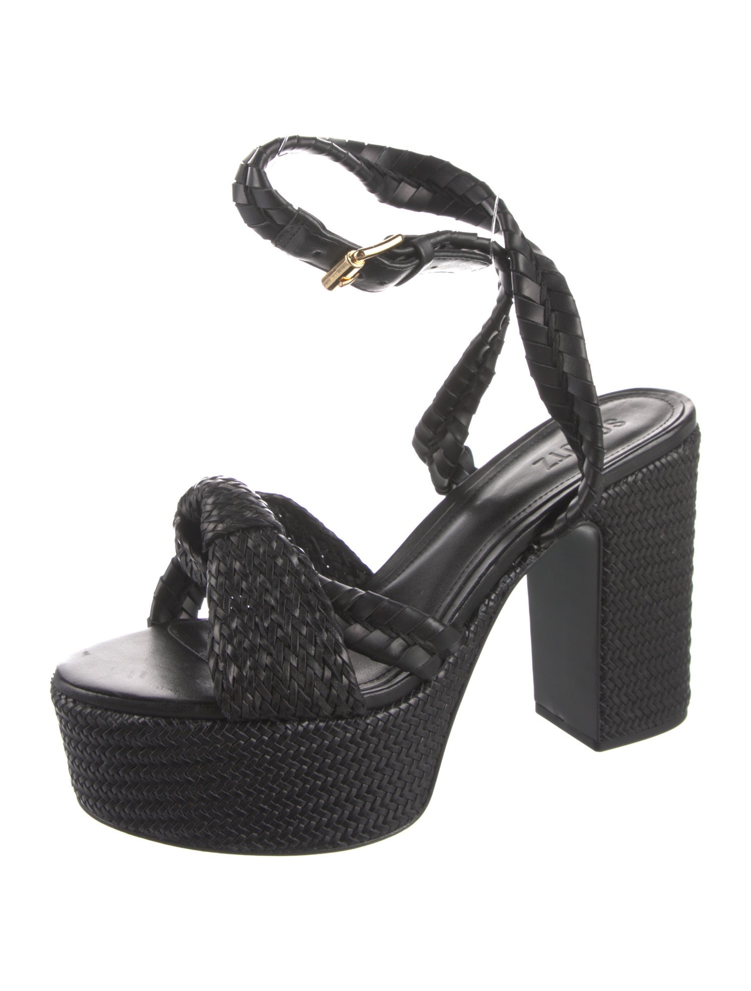 Schutz Leather Whipstitch Trim Espadrilles