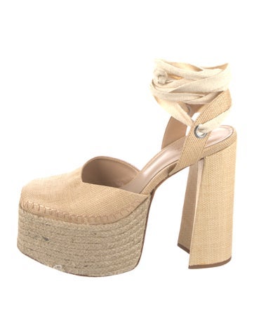 Pre-owned Schutz Jute Slingback Pumps In Neutral