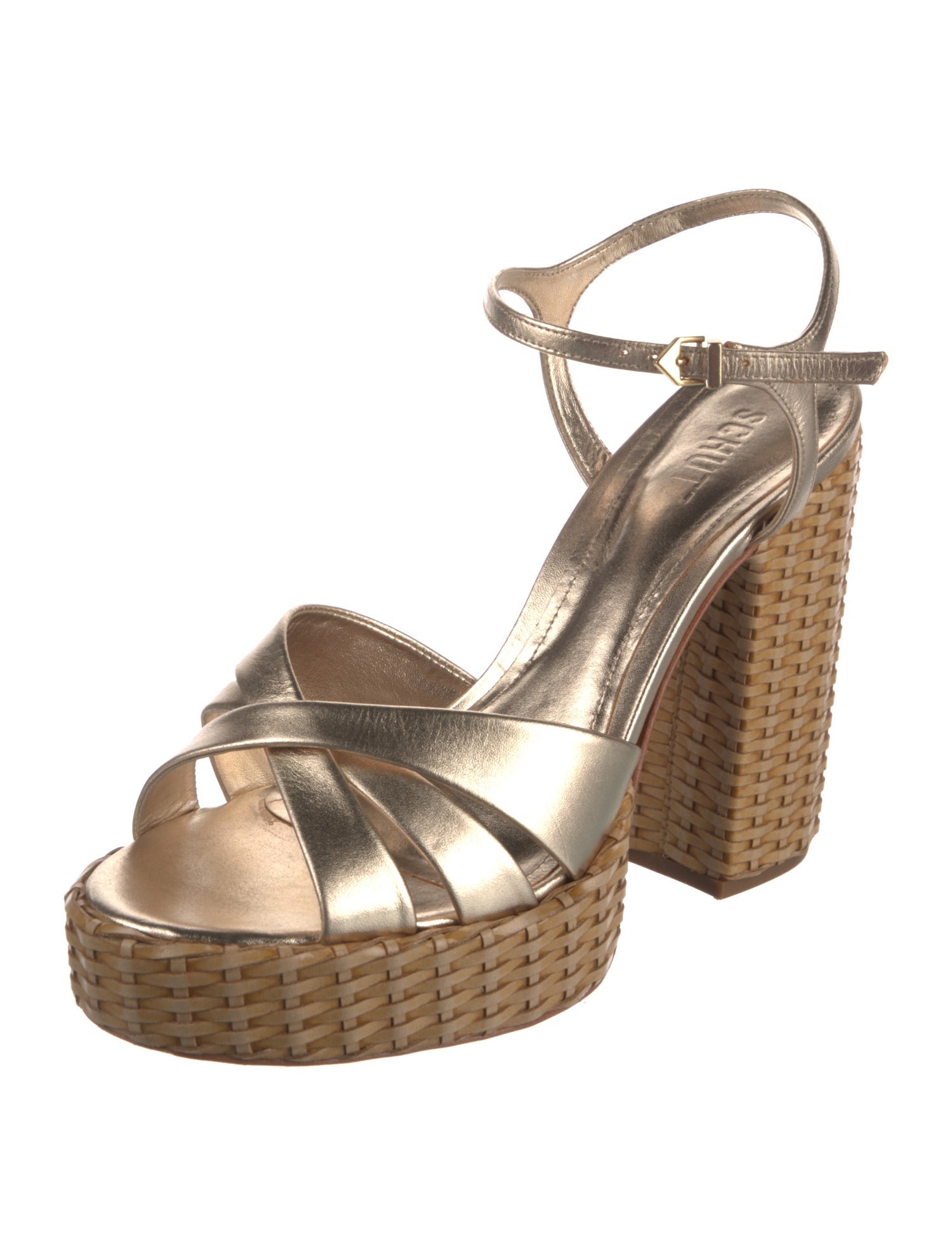 Schutz Leather Cutout Accent Espadrilles
