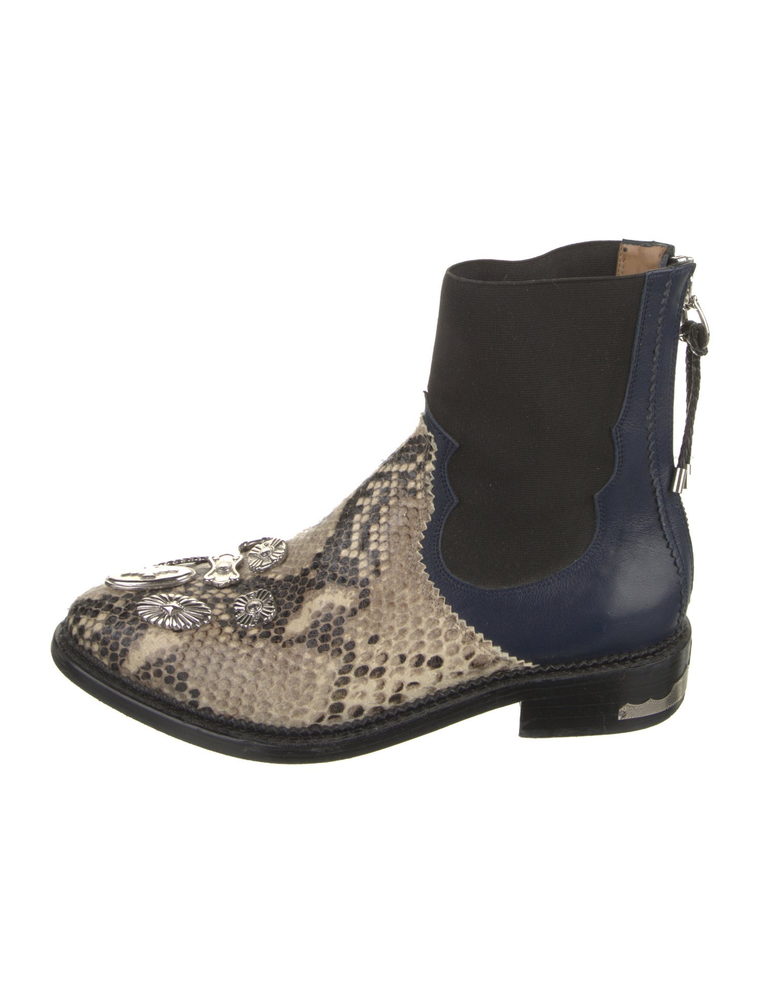 Toga Pulla Snakeskin Animal Print Chelsea Boots