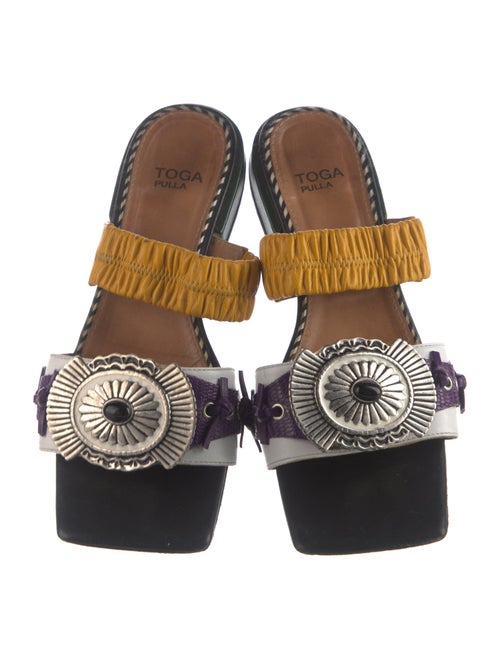 Toga Pulla Leather Colorblock Pattern Slides