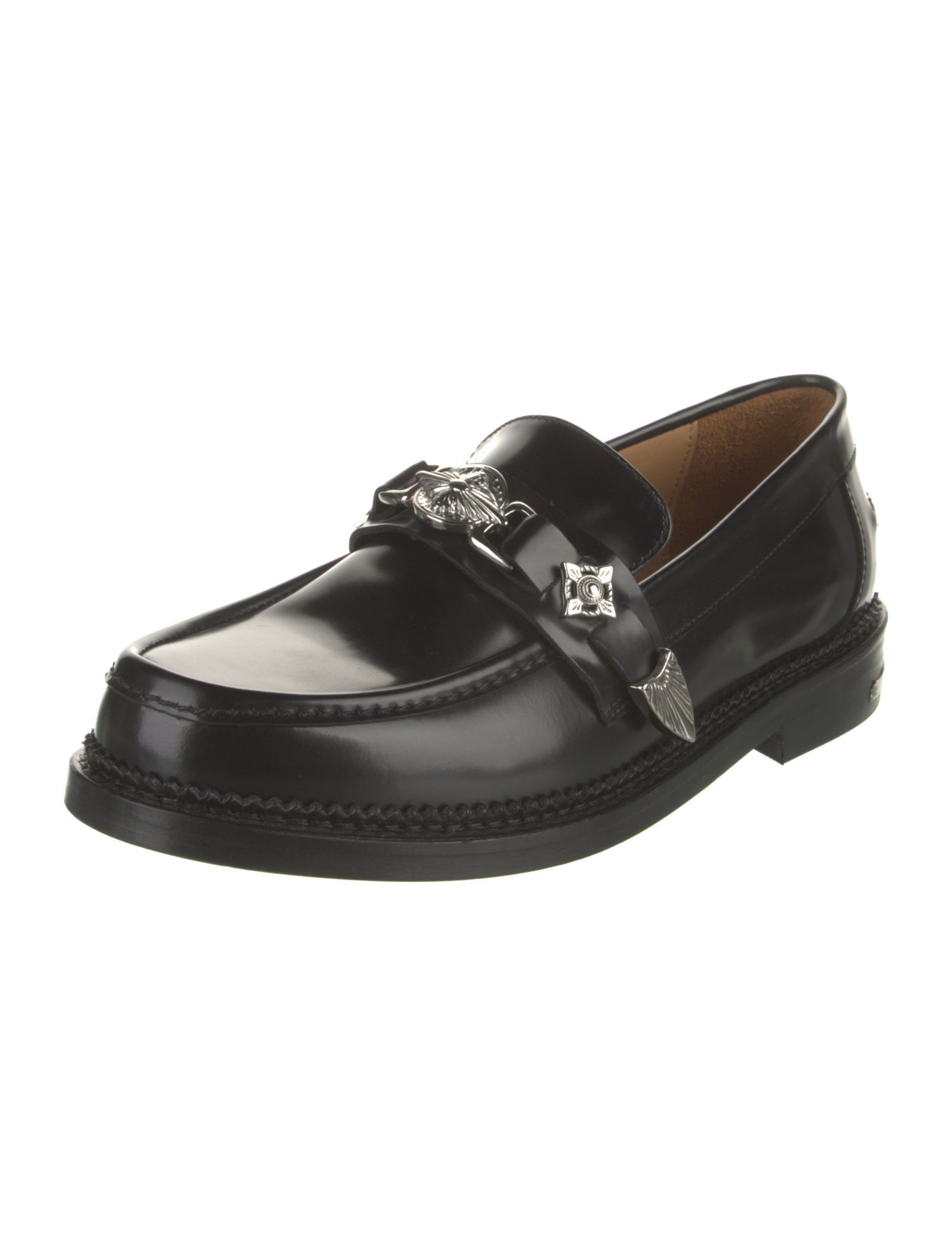 Toga Pulla Leather Studded Accents Loafers