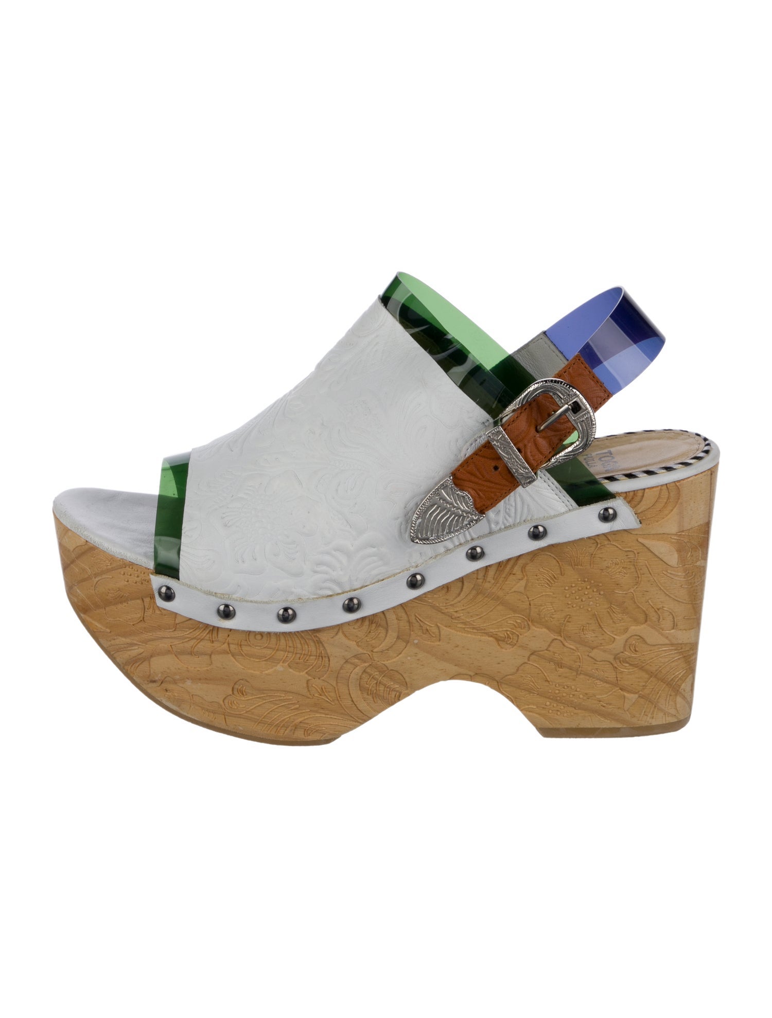 Toga Pulla Leather Printed Slingback Sandals