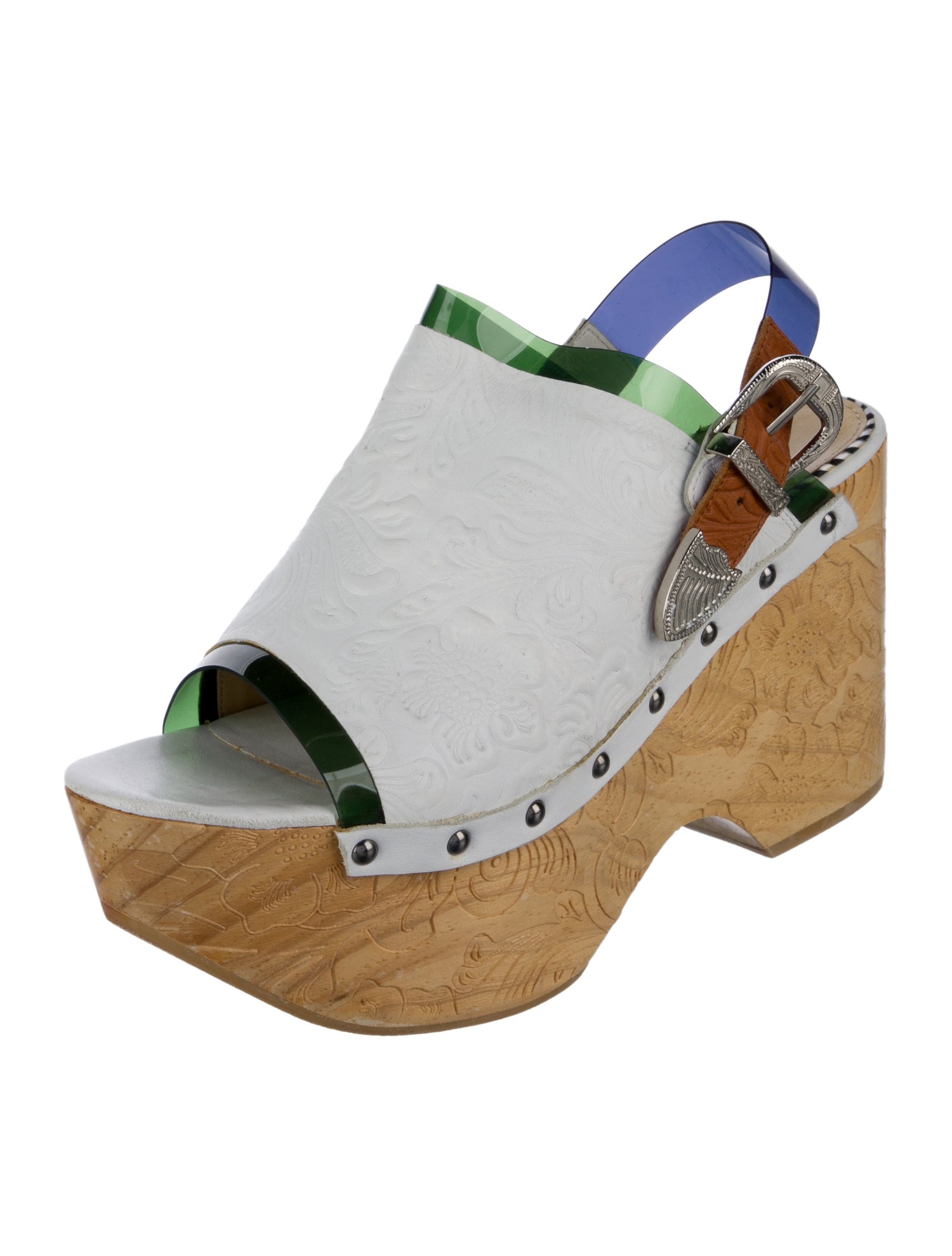 Toga Pulla Leather Printed Slingback Sandals