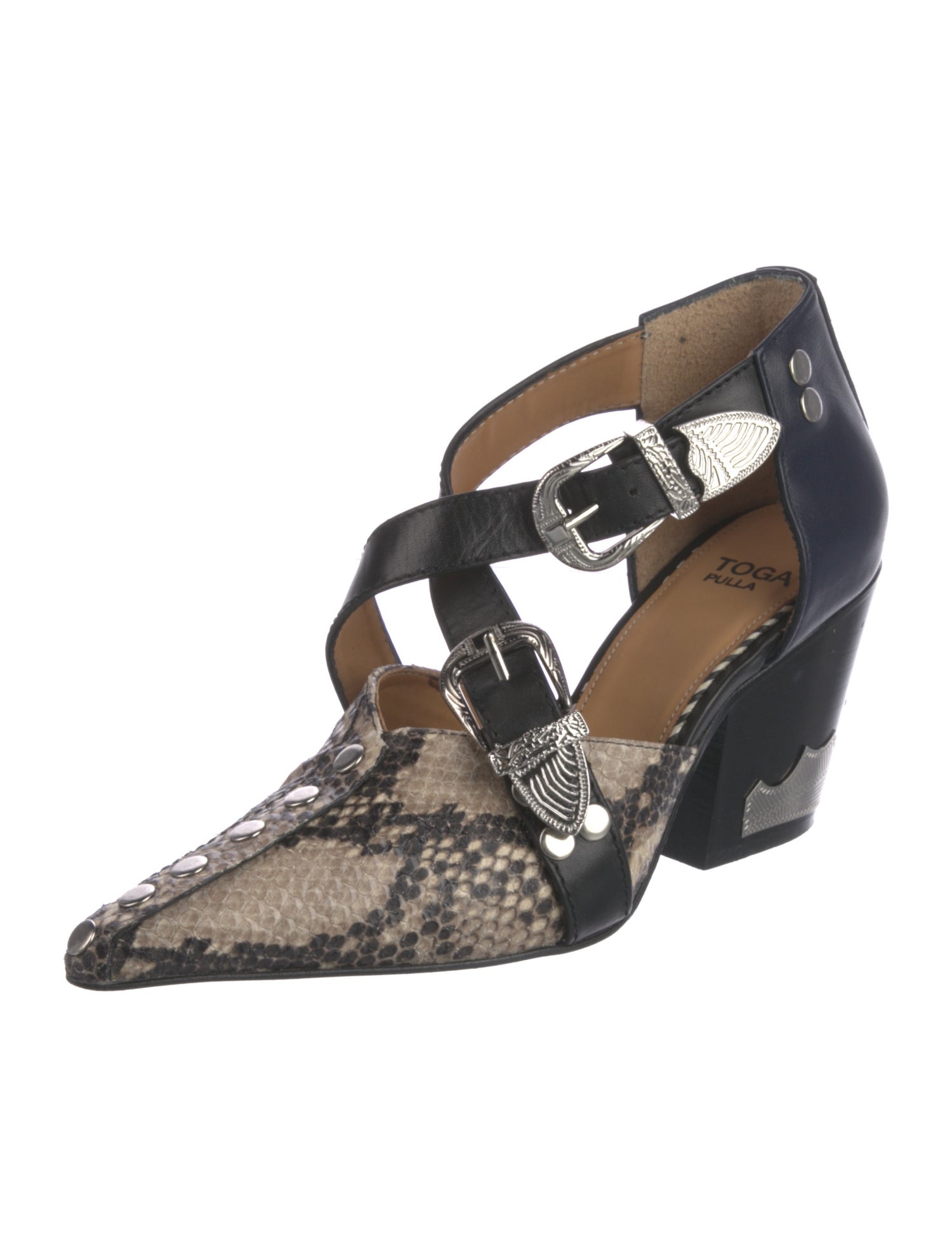 Toga Pulla Leather Animal Print D'Orsay Pumps