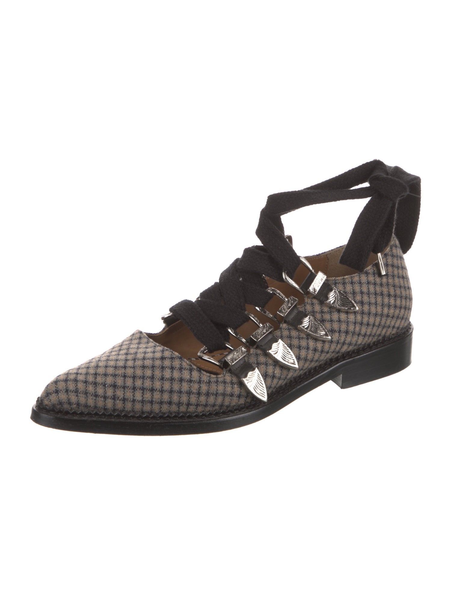 Toga Pulla Plaid Print Mary Jane Flats