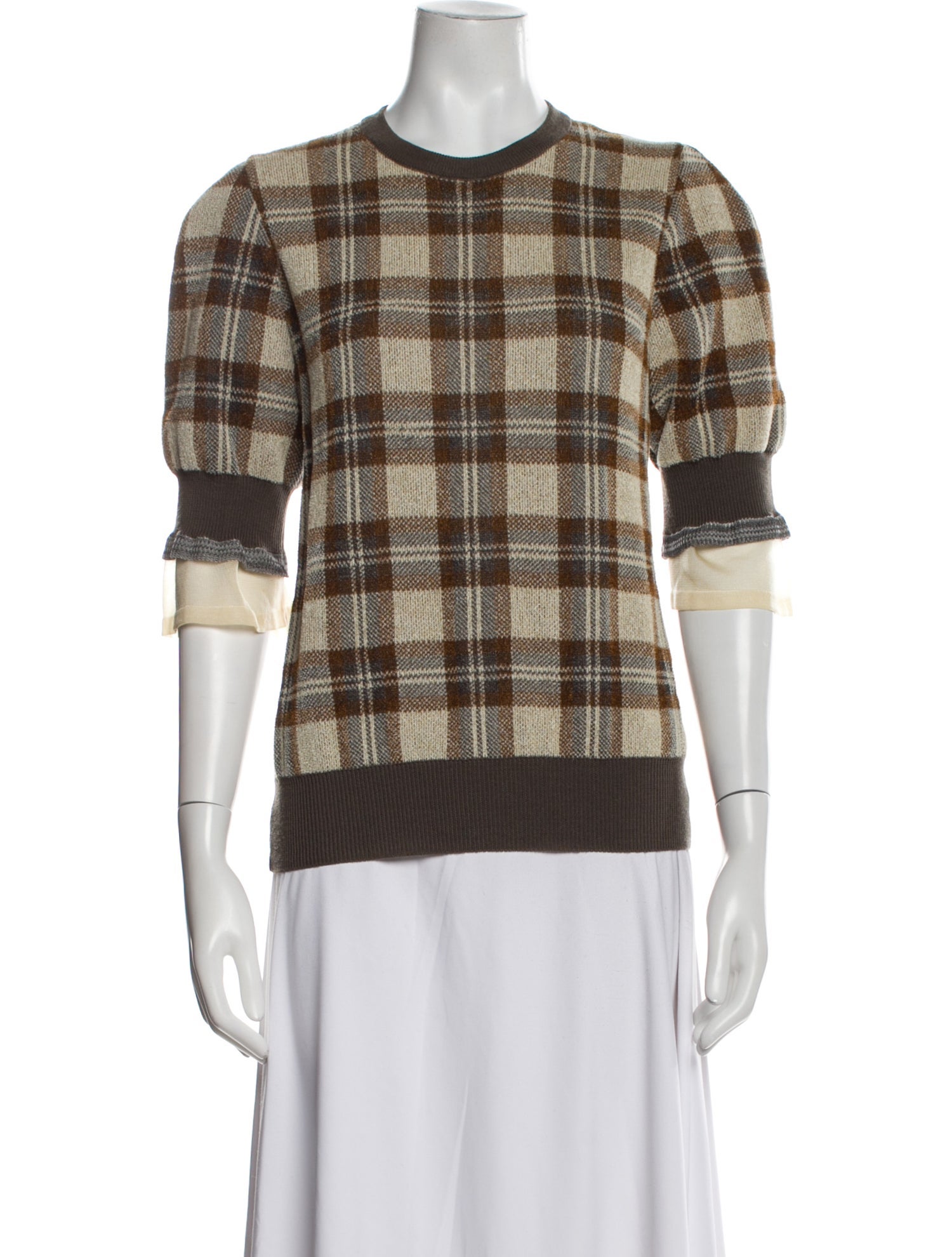 Toga Pulla Plaid Print Crew Neck Sweater