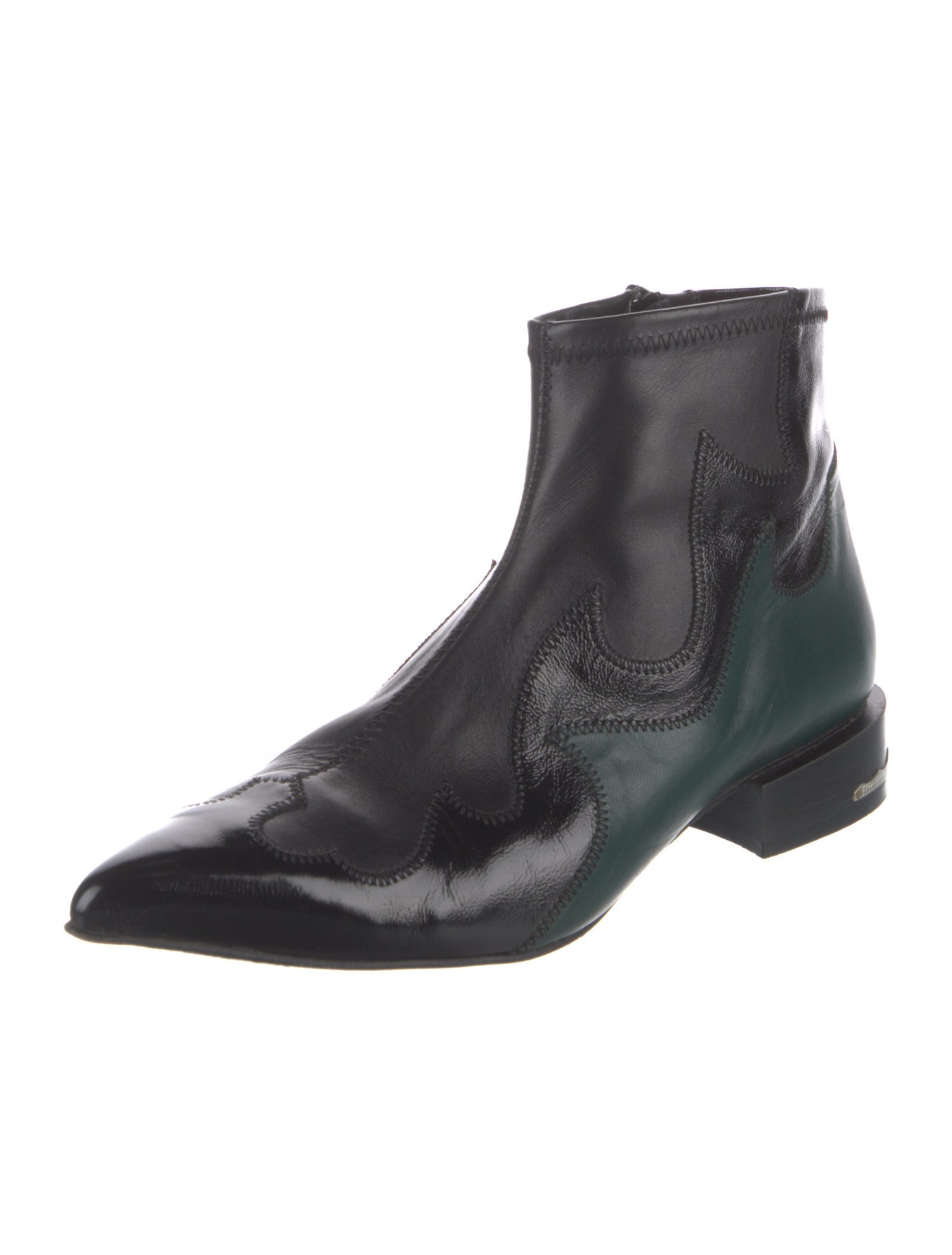 Toga Pulla Leather Colorblock Pattern Boots