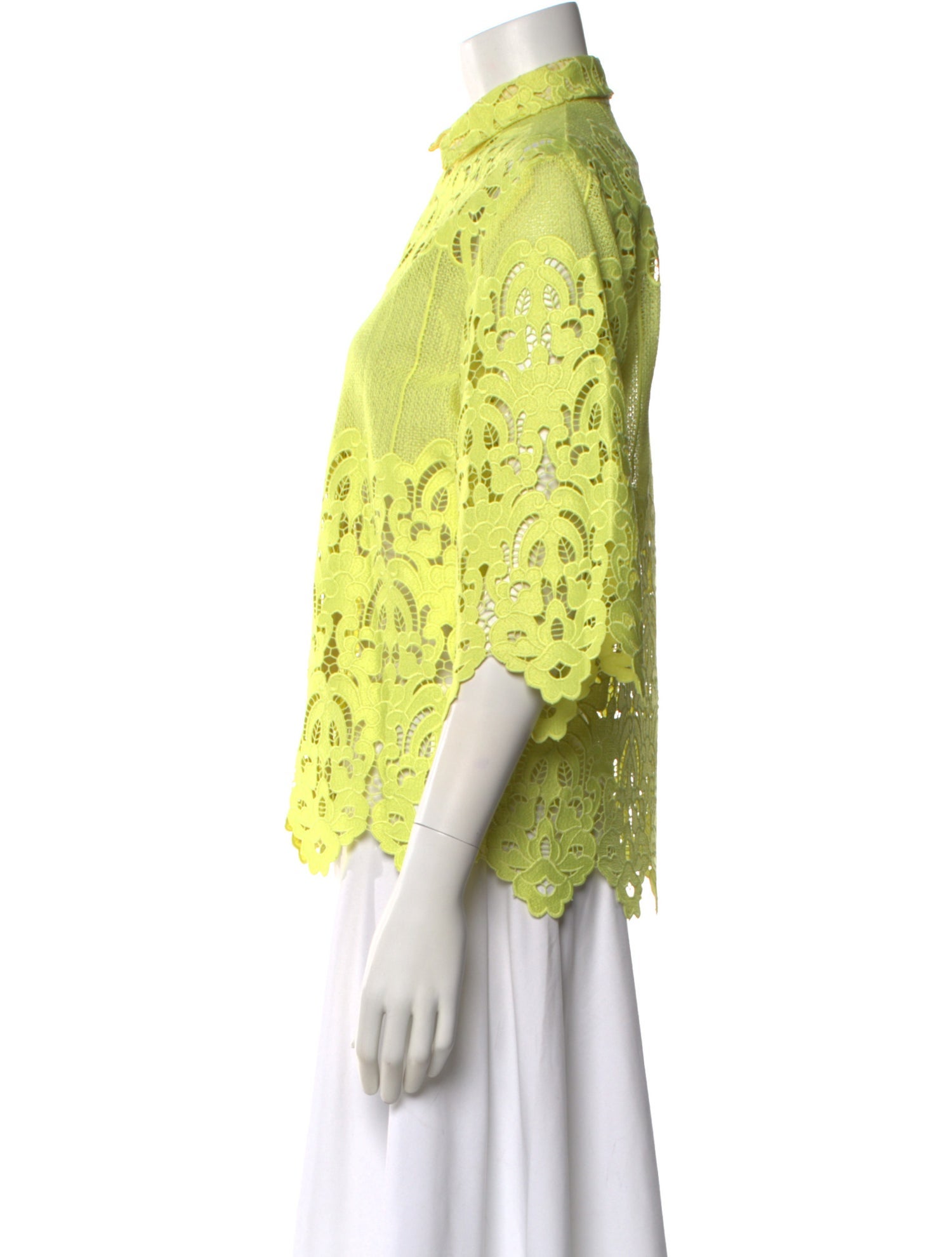 Toga Pulla Lace Pattern Three-Quarter Sleeve Blouse